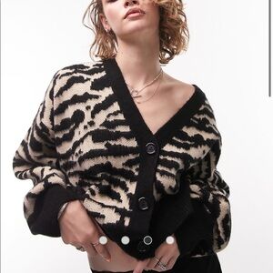 Topshop zebra print cardigan sweater